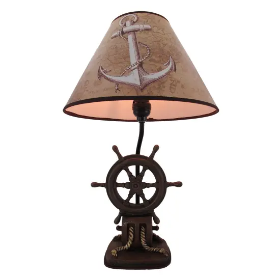 Set of 2 Nautical Ship`s Wheel Table Lamps Captain's Destiny {5}