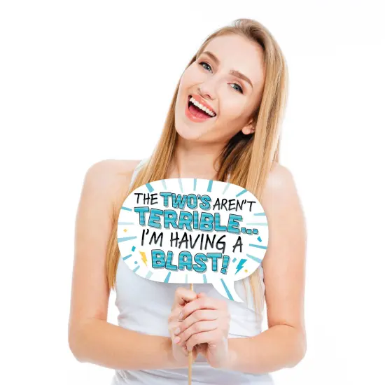 Big Dot of Happiness Two Cool - Boy - Blue 2nd Birthday Party Photo Booth Props Kit - 20 Count {4}