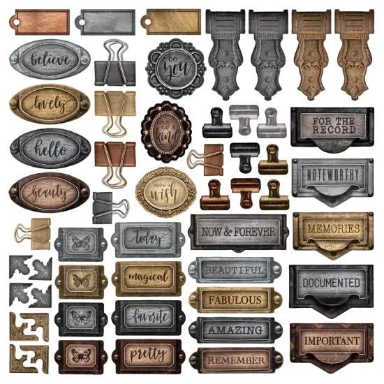 Simple Vintage Essentials Chipboard 78/Pkg-Metal Hardware {2}