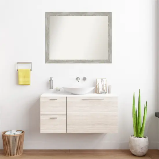 Dove Greywash Narrow Non-Beveled Custom Framed Bathroom Vanity Wall Mirror {2}