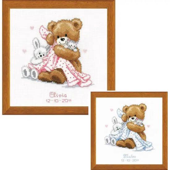 Vervaco Counted Cross Stitch Kit 6.75"X7"-Bear With Blanket On Aida {2}