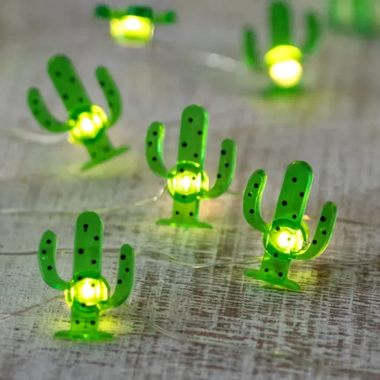 Northlight LED Cactus Fairy Lights - Warm White - 2.75' Silver Wire - 10ct Green {1}