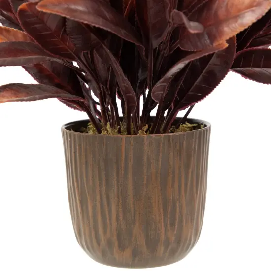 Northlight Two-Tone Artificial Foliage Plant in a Textured Lined Pot - 8" Orange {6}