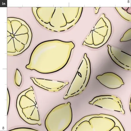 Various Fabrics by the Yard or Fat Quarter Citrus Pink Yellow Lemon Grapefruit Line Art Medium Scale Custom Printed Fabric by Spoonflower {4}