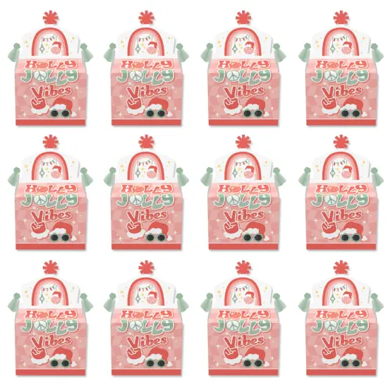 Big Dot of Happiness Groovy Christmas - Treat Box Party Favors - Pastel Holiday Party Goodie Gable Boxes - Set of 12 {6}