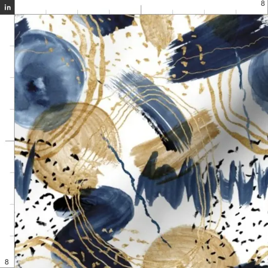 Various Fabrics by the Yard or Fat Quarter Watercolor Abstract Nautical Hand Painted Brushstroke Circles Custom Printed Fabric by Spoonflower {4}