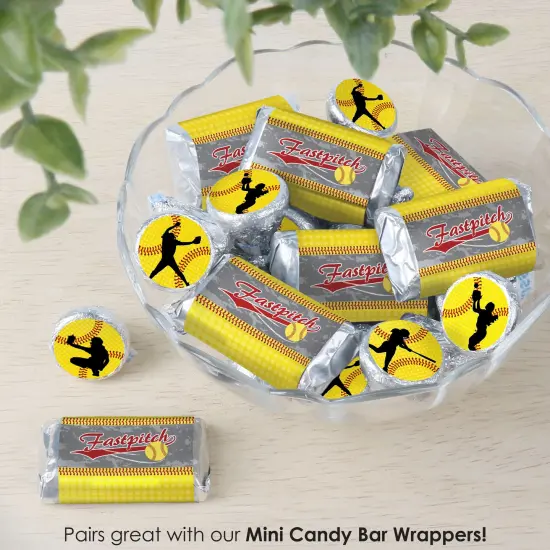 Big Dot of Happiness Grand Slam - Fastpitch Softball - Birthday Party or Baby Shower Small Round Candy Stickers - Party Favor Labels - 324 Count {7}