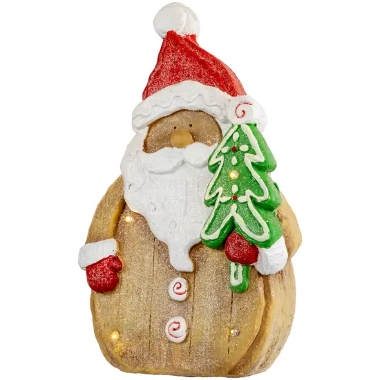 Northlight LED Lighted Gingerbread Santa Claus Glittered Christmas Figure - 15.5" Brown {5}