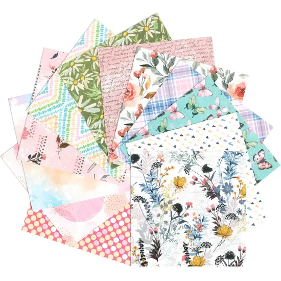 Wrapables 6x6 Decorative Single-Sided Scrapbook Paper for Arts & Crafts Projects, Scrapbooking, Card-Making Pink Spring Flower {4}