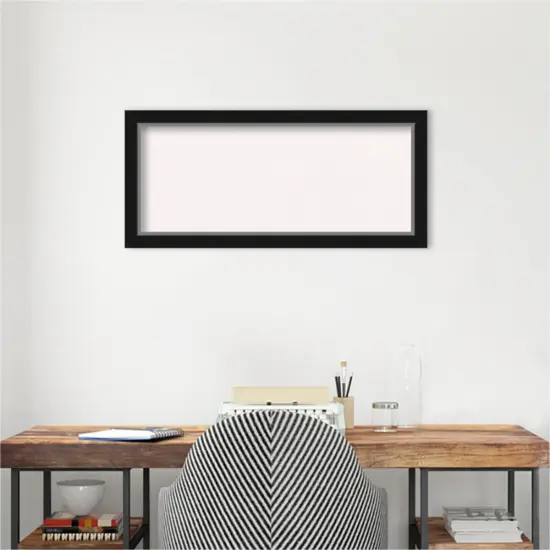 Eva Narrow Framed Corkboard, White Cork Black Silver {5}