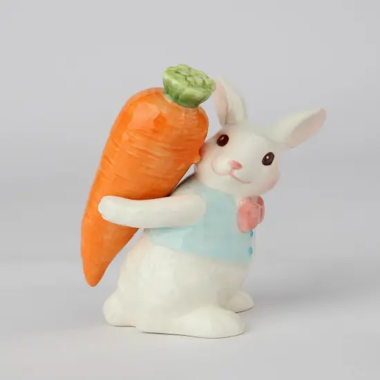 Ceramic Easter Bunny Rabbit Carrying Carrot Stick Salt and Pepper Shakers, Gift for Her, Gift for Mom, Kitchen D&eacute;cor, Spring D&eacute;cor {4}
