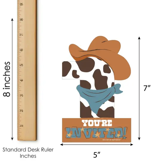 Big Dot of Happiness My First Rodeo - Shaped Fill-In Invitations - Little Cowboy 1st Birthday Party Invitation Cards with Envelopes - Set of 12 {6}