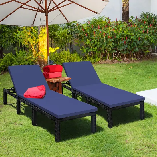 Costway Patio Rattan Lounge Chair Chaise Recliner Adjust Cushion Cover {9}