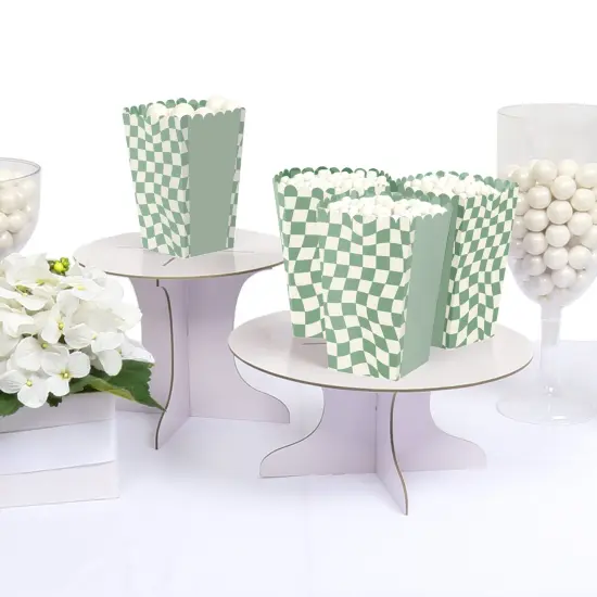 Big Dot of Happiness Sage Green Checkered Party - Favor Popcorn Treat Boxes - Set of 12 {4}