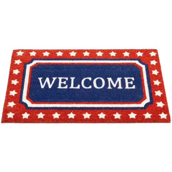 Northlight "Welcome" Americana Outdoor Coir Doormat - 18" x 30" Red {4}