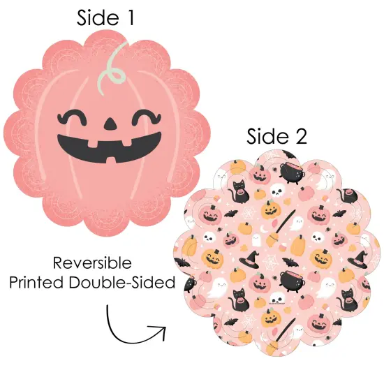 Big Dot of Happiness Pastel Halloween - Pink Pumpkin Party Round Table Decorations - Paper Chargers - Place Setting For 12 {4}