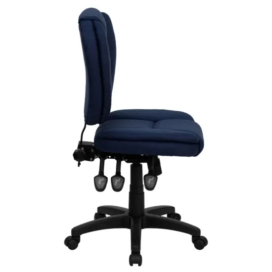 Emma and Oliver Mid-Back Multifunction Pillow Top Swivel Ergonomic Task Office Chair Black LeatherSoft {9}