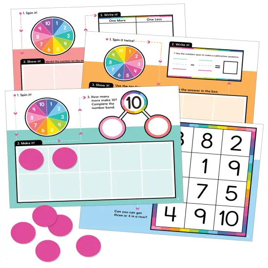 Carson Dellosa 22-Piece Ten Frame Edu-Clings Set, Dry Erase Mats and Silicone Addition, Subtraction, and Place Value Manipulatives for Mathematics Practice, Adding and Subtracting Math Games for Kids {1}