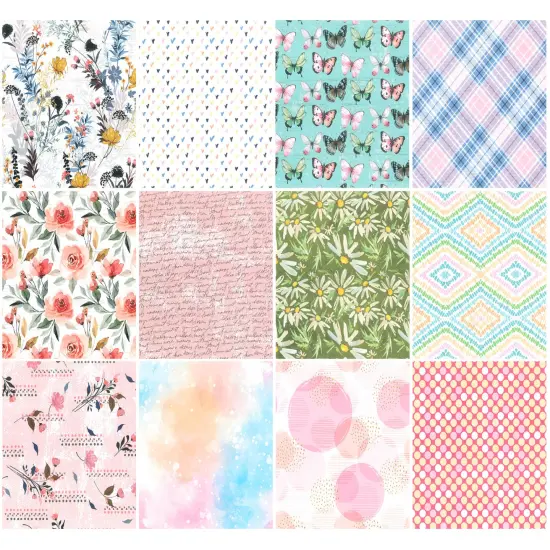 Wrapables 6x6 Decorative Single-Sided Scrapbook Paper for Arts & Crafts Projects, Scrapbooking, Card-Making Pink Spring Flower {3}