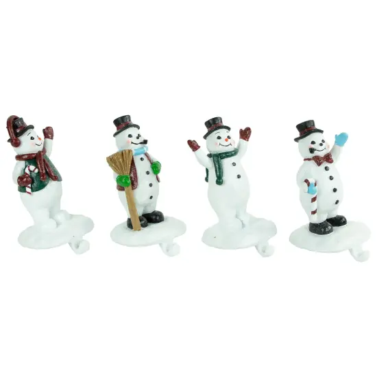 Northlight Winter Ready Glitter Snowman Christmas Stocking Holders - 7" - Set of 4 White {3}