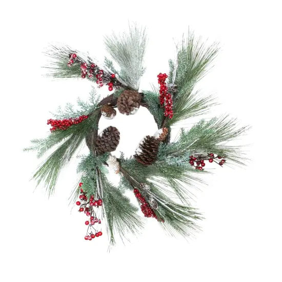 Northlight Berries with Pine Cones and Pine Sprigs Artificial Christmas Wreath - 32-Inch, Unlit Green {1}
