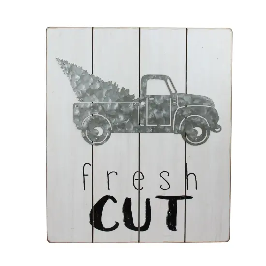 Midwest 15.75" Gray and Black "fresh CUT" Galvanized Truck Christmas Wall Hanging {1}