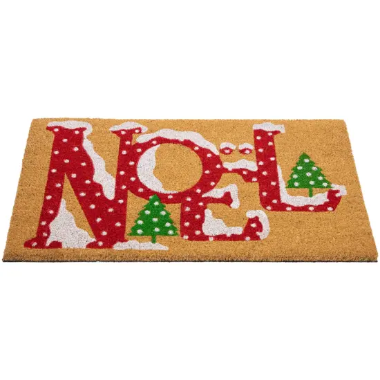Northlight Brown and Red "Noel" Natural Coir Outdoor Christmas Doormat 18" x 30" {5}