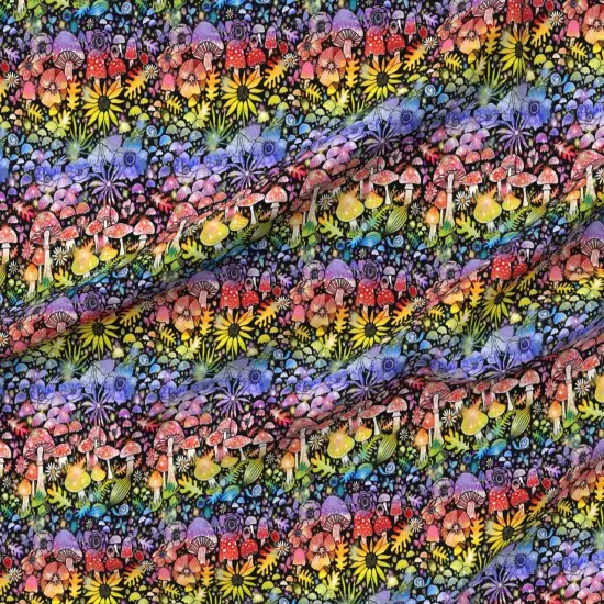 Various Fabrics by the Yard or Fat Quarter Rainbow Mushrooms Colorful Sunflower Anemone Botanical Woodland Red Blue Custom Printed Fabric by Spoonflower {6}