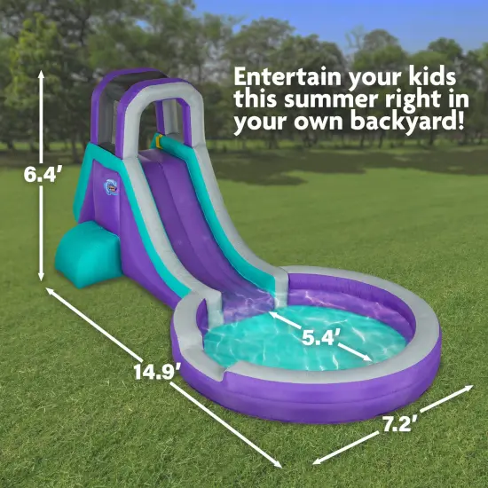 Sunny & Fun Inflatable Water Slide & Water Slides for Kids Backyard with Air Pump & Carrying Case Purple {2}