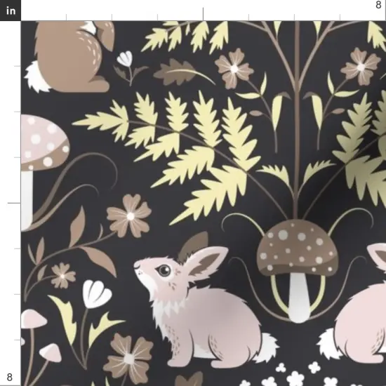 Various Fabrics by the Yard or Fat Quarter Brown Damask Modern Art Nouveau Nature Forest Rabbit Hare Mushroom Floral Botanical Woods Woodland Large Scale Custom Printed Fabric by Spoonflower {4}