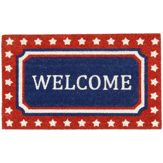 Northlight "Welcome" Americana Outdoor Coir Doormat - 18" x 30" Red {1}