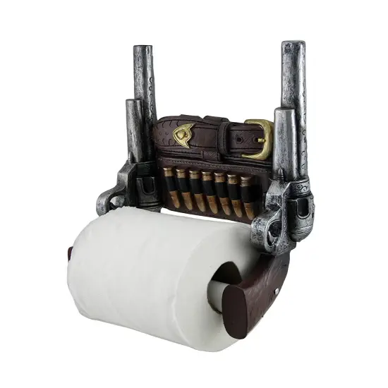 Wipe of the Wild West Double Six Shooter Western Cowboy Toilet Paper Roll Holder {7}