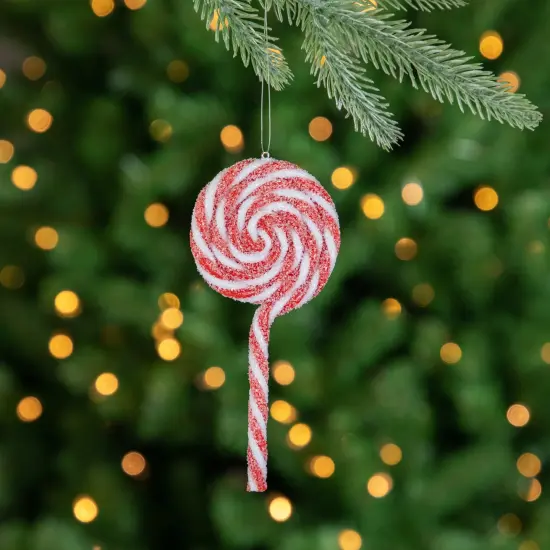 Northlight 6ct Frosted Red and White Lollipop Christmas Ornaments 6" {3}