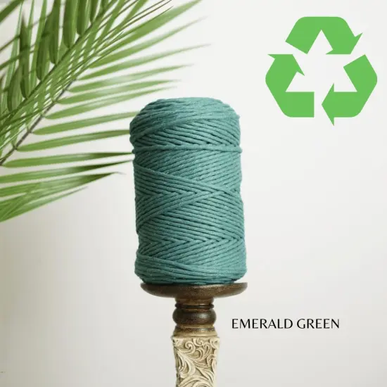 3mm Single Strand Macrame Cotton Cord, 23 Beautiful Colors, Macrame Wall Hanging, Plant Hangers, Cotton Rope for Macrame Emerald Green {1}