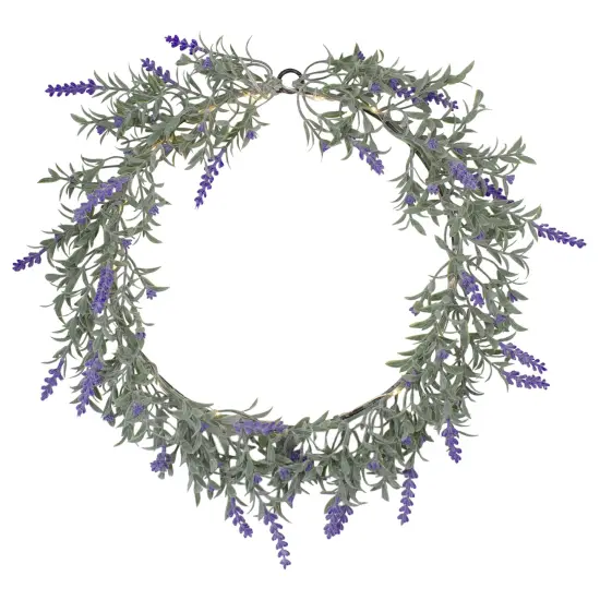 Northlight Pre Lit Battery Operated Spring Wreath - 16" - White LED Lights Green {1}