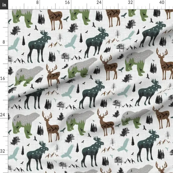 Various Fabrics by the Yard or Fat Quarter Arctic Woodland Animals Forest Alaska Mountains Adventure Bear Moose Custom Printed Fabric by Spoonflower {1}