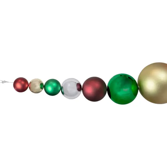 Northlight 6' Shiny and Matte Traditional Colors Shatterproof Ball Christmas Swag Multi {3}