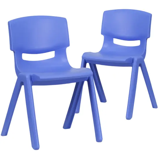 Emma and Oliver 2 Pack Plastic Stack School Chair with 13.25"H Seat, K-2 School Chair Blue {2}