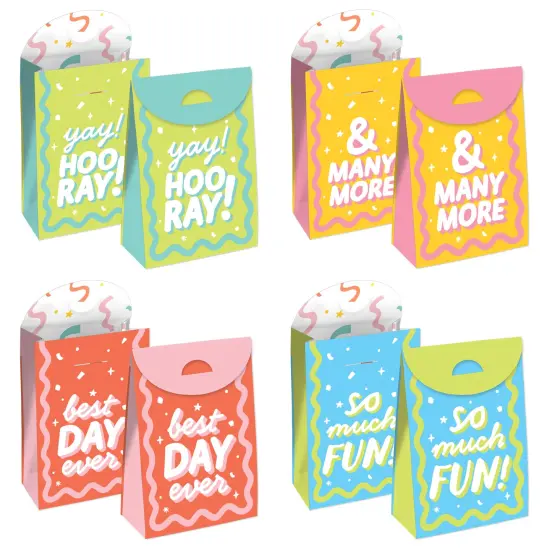 Big Dot of Happiness Party Time - Happy Birthday Gift Favor Bags - Party Goodie Boxes - Set of 12 {4}