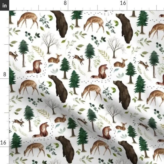 Various Fabrics by the Yard or Fat Quarter Woodland Animals Forest Deer Trees Bunny Bear Nursery Custom Printed Fabric by Spoonflower {2}