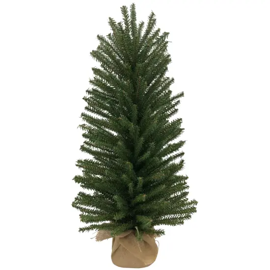 Northlight Traditional Scottsdale Mini Pine Artificial Christmas Tree with Burlap Base - 18" - , Unlit Green {3}