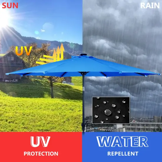 Costway 10FT Patio Solar Umbrella LED Patio Market Steel Tilt W/Crank Outdoor OrangeBlue New {9}