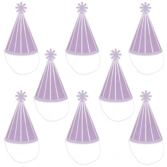 Big Dot of Happiness Purple Stripes - Cone Happy Birthday Party Hats for Kids and Adults - Set of 8 (Standard Size) {7}
