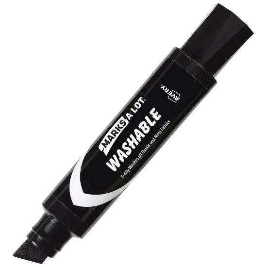 Marks A Lot Jumbo Black Washable Marker, Chisel Tip, 1 per Pack, 4 Packs, 4 Markers Total (24158) {2}