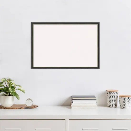 Theo Narrow Wood Framed Corkboard, White Cork Black Silver {4}