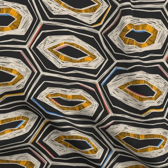 Various Fabrics by the Yard or Fat Quarter Tortoiseshell Abstract Bold Geometric Animal Print Hexagon Hand Drawn Custom Printed Fabric by Spoonflower {5}