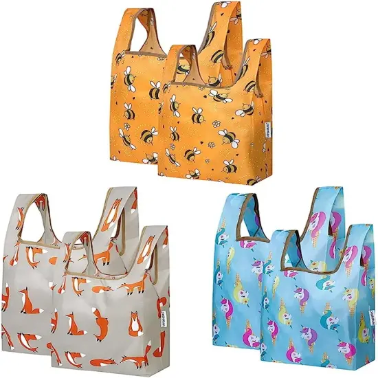 Wrapables JoliBag Collection Reusable Shopping Bag (Set of 6) Foxes, Fishies {7}