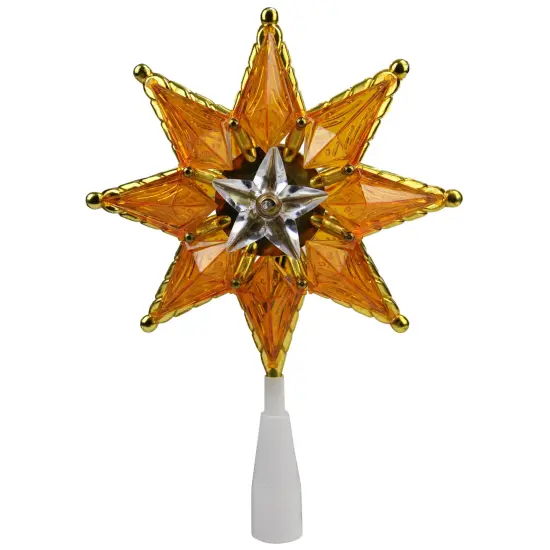 Northlight Mosaic Star Christmas Tree Topper - 8" - Clear Lights Amber {1}