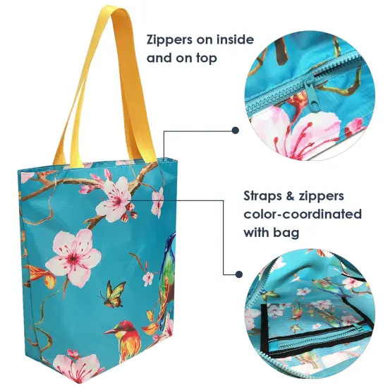 Wrapables Carryall Shopping Travel Tote Bag with Durable Ripstop Polyester - Foldable, Waterproof, and OEKO-TEX Certified Small, CherryBlossom {4}