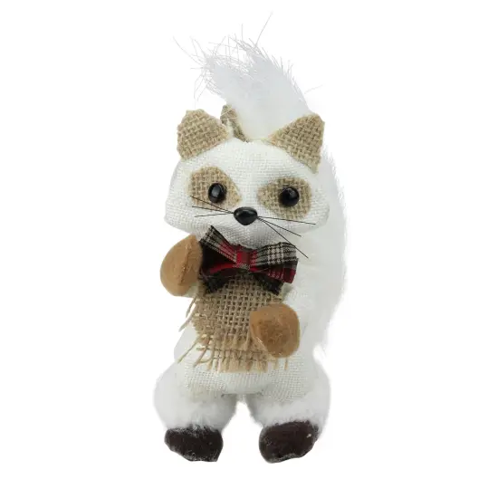 Melrose 7" White and Beige Mini Standing Winter Fox Christmas Ornament {1}